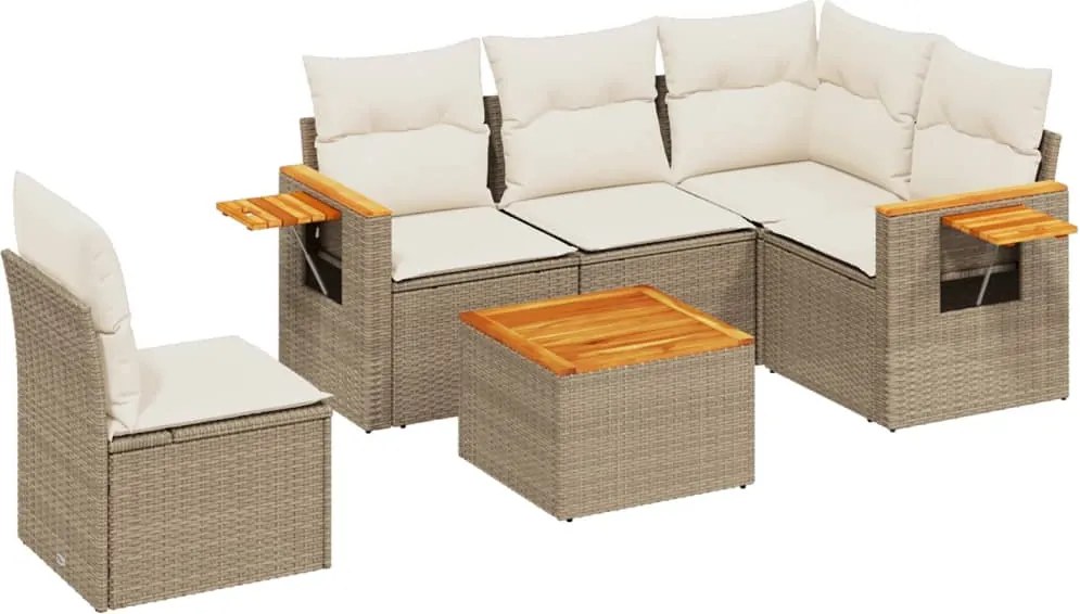vidaXL Set canapele de grădină cu perne, 6 piese, bej, poliratan