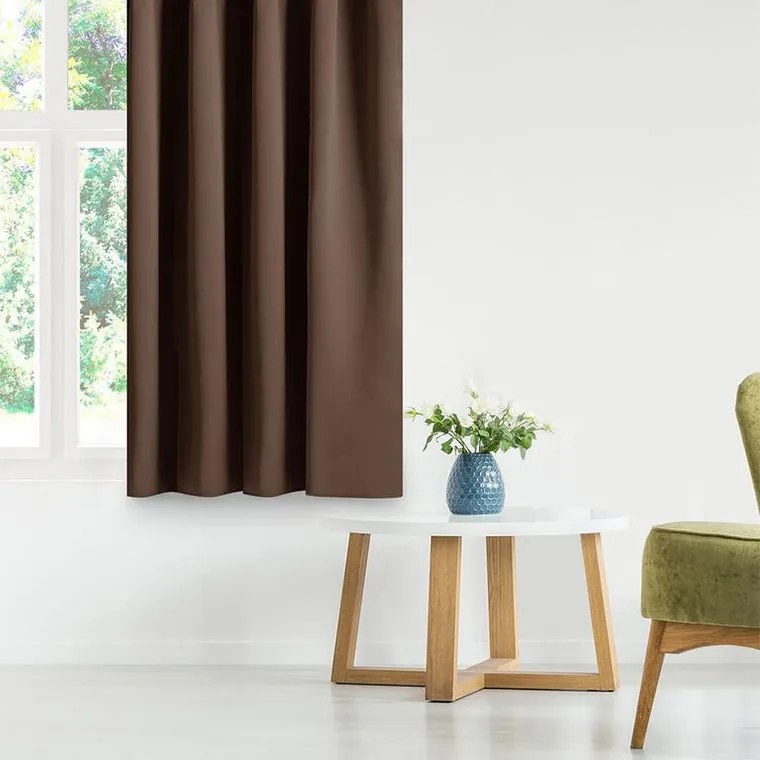 decoDoma Draperie groasă blackout RESTILO maro închis 140 x 245 cm 1 buc