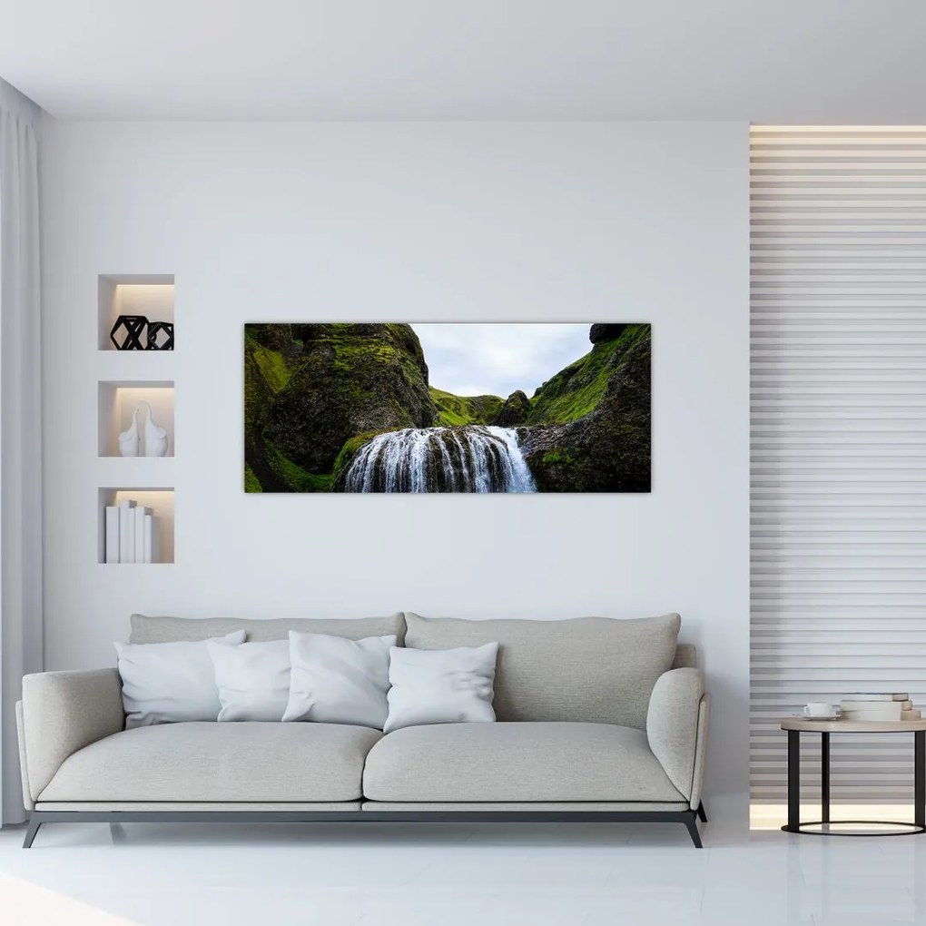 Tablou - Stânci cu cascadă (120x50 cm)