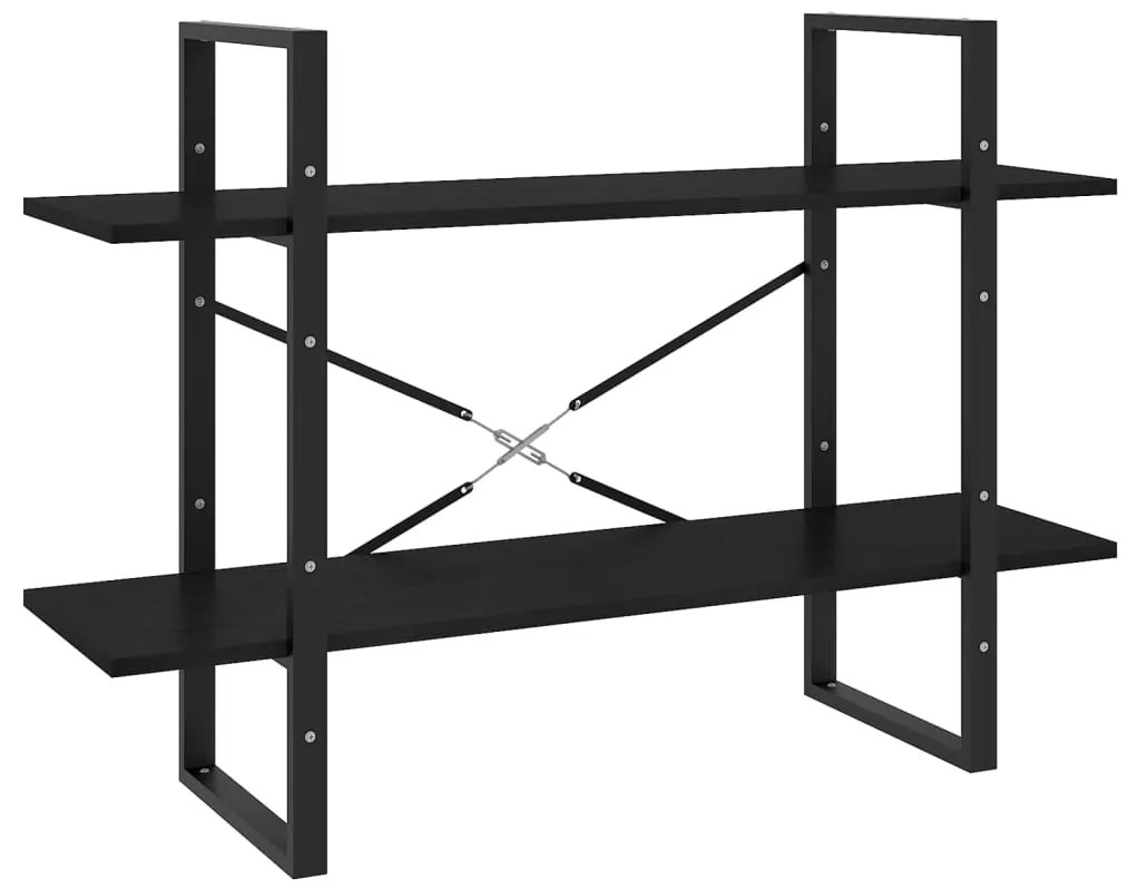 806476 vidaXL Bibliotecă cu 2 rafturi, 100x30x70 cm, negru, lemn masiv de pin