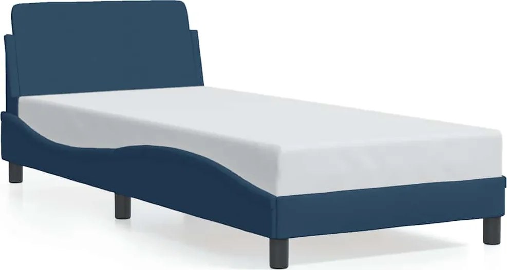 vidaXL Cadru de pat cu tăblie, Dover, albastru, 90x190 cm, textil