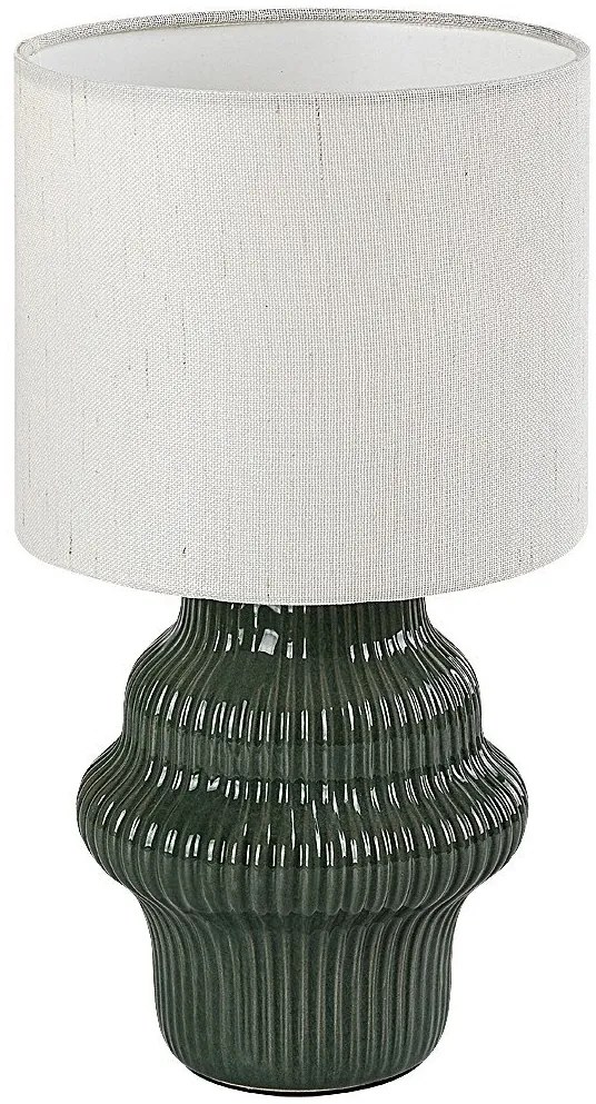 Lampa de masa ceramica verde abajur alb Glimo