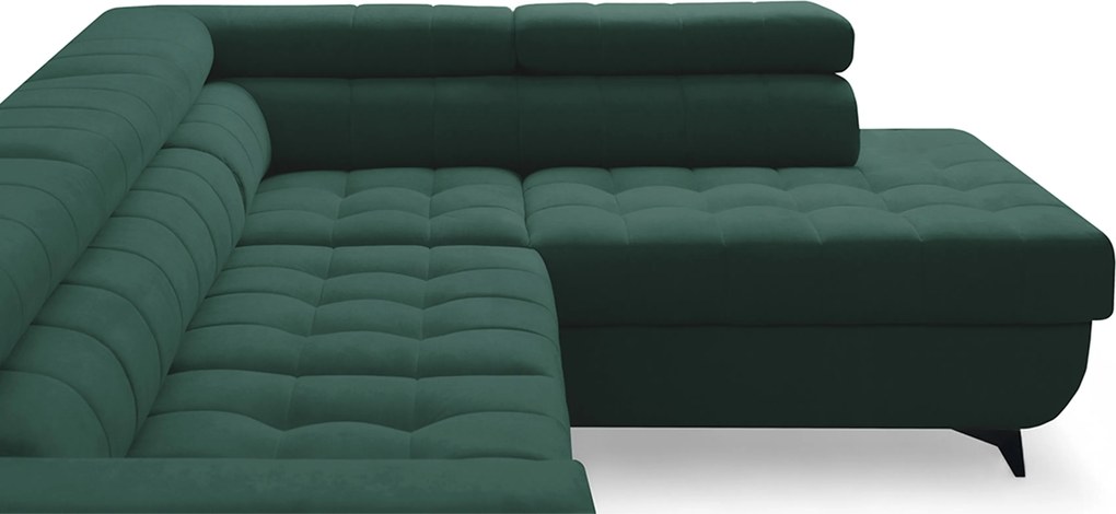 Colțar extensibil Nardo L dreapta - verde catifea Bluvel 78