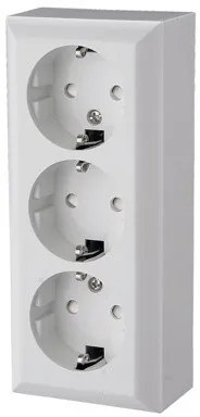 Priza tripla cu impamantare, montaj aplicat, Quatric