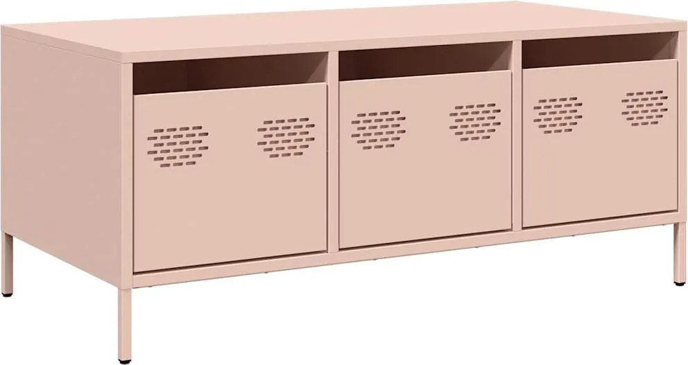 vidaXL Măsuță de cafea, Roz, 101,5x50x43,5 cm, oțel laminat la rece