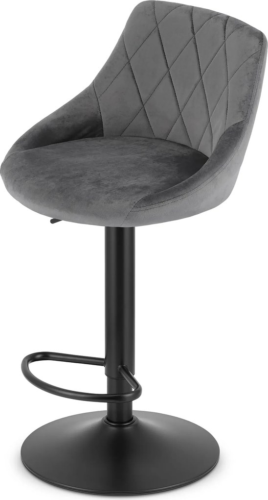 OFERTA Scaun de bar gri VELVET KAST cu picior negru calitatea II