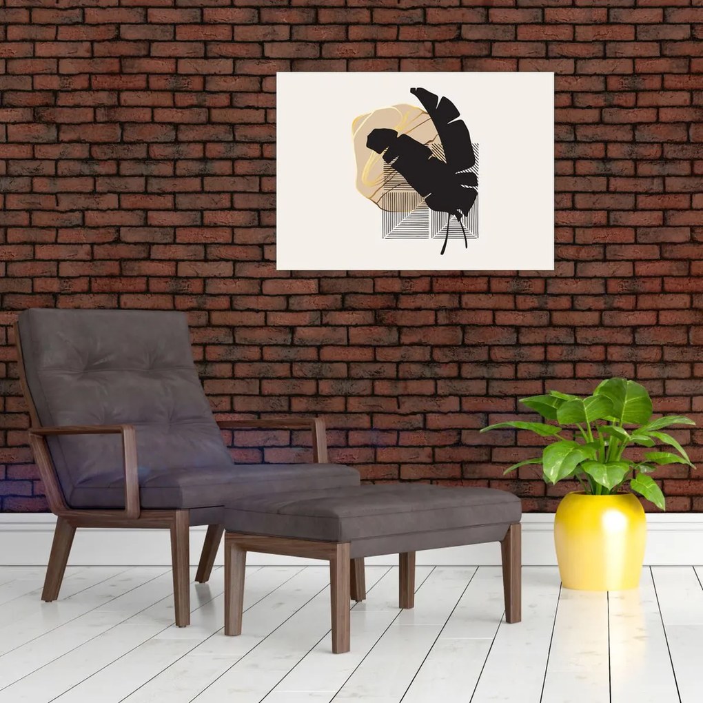 Tablou - Abstracție cu frunze tropicale N⁰4 (70x50 cm)