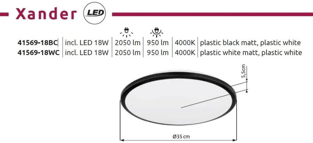 Plafoniera LED slim design circular XANDER alba