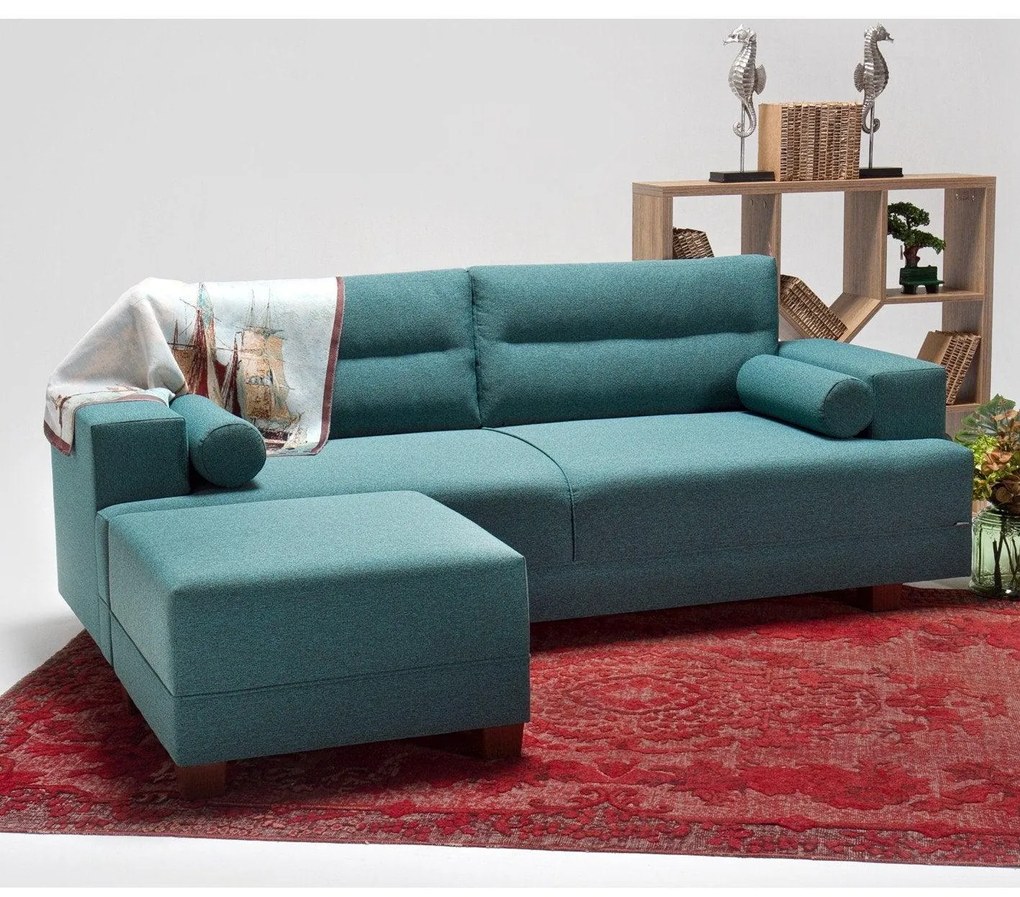 Canapea Fixa cu 3 Locuri si Taburet Oslo, 210 x 85 x 78 cm