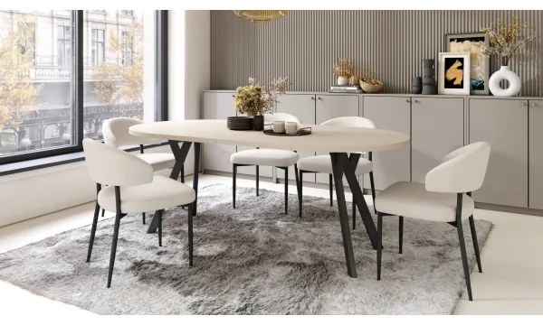 Masă extensibilă de dining ARTUR, bej/negru