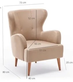 Fotoliu cu aripi NEKO, crem