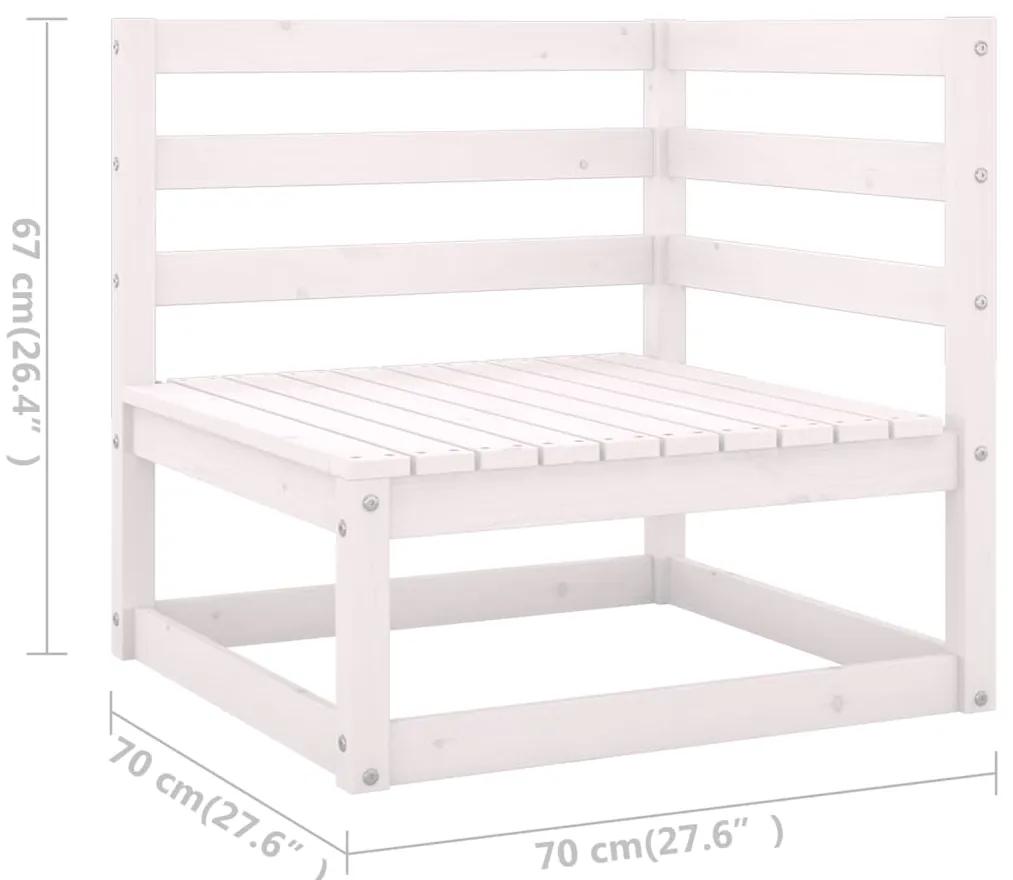 Set mobilier de gradina cu perne, 9 piese, alb, lemn masiv pin Alb, 1, Da