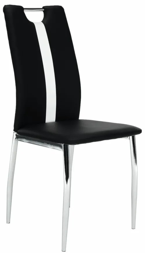 Scaun, negru / alb, piele ecologică / crom, SIGNA