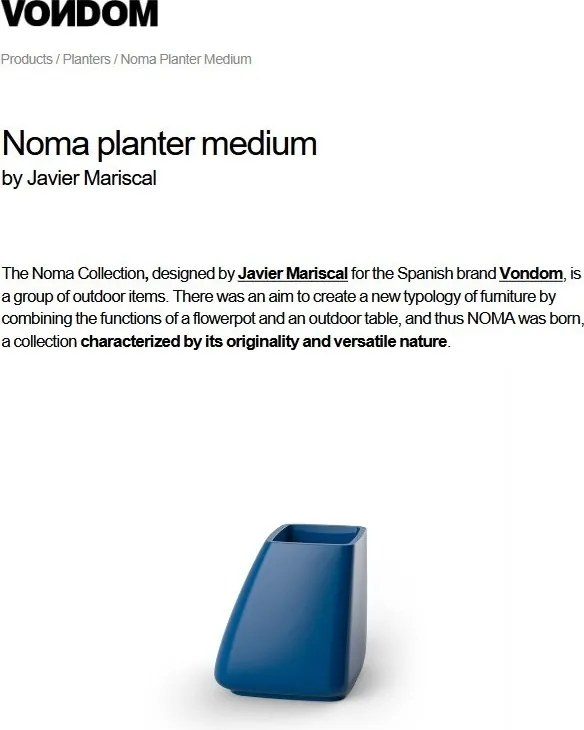 Ghiveci plante / Vaza flori exterior / interior design modern premium MOMA PLANTER MEDIUM 45004R Vondom
