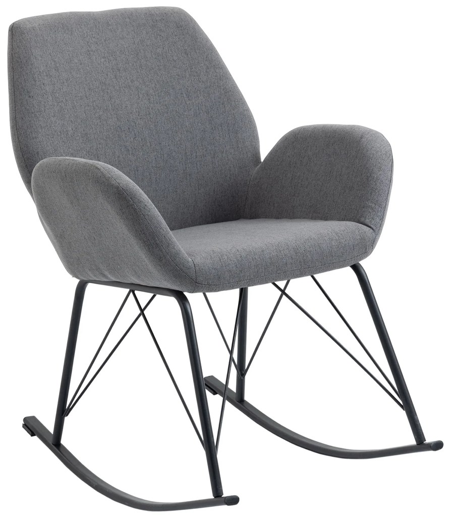 HOMCOM Balansoar Design Modern din Metal, Fotoliu Balansoar Tapitat pentru Sufragerie si Living, Gri
