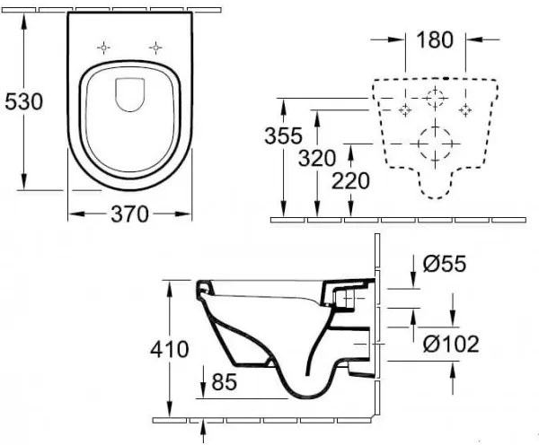 Pachet vas WC suspendat + bideu suspendat, Villeroy&amp;Boch Architectura, cu capac WC inchidere lenta, 5684H101+54840001