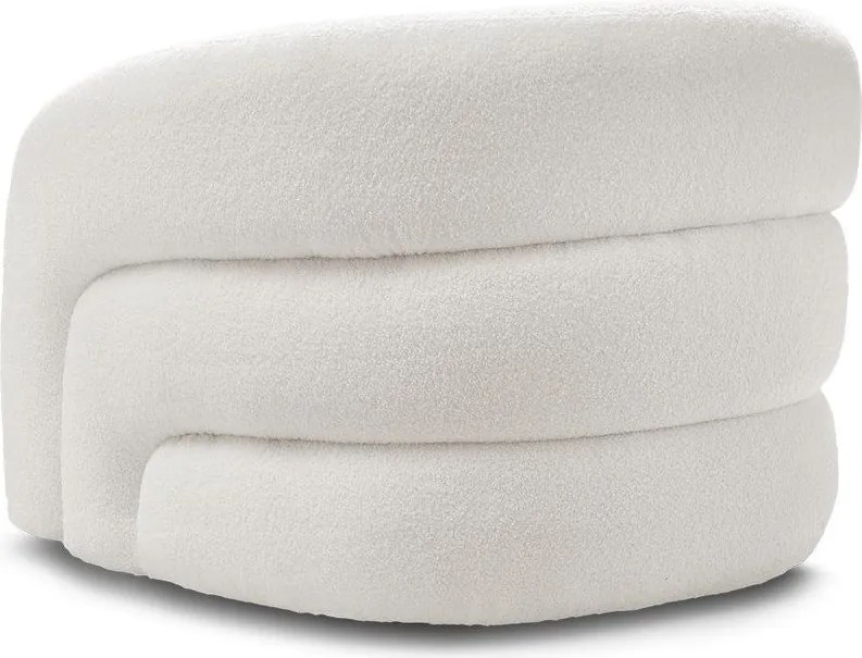 Fotoliu alb pivotant cu tapițerie din țesătură bouclé Elina – Bobochic Paris