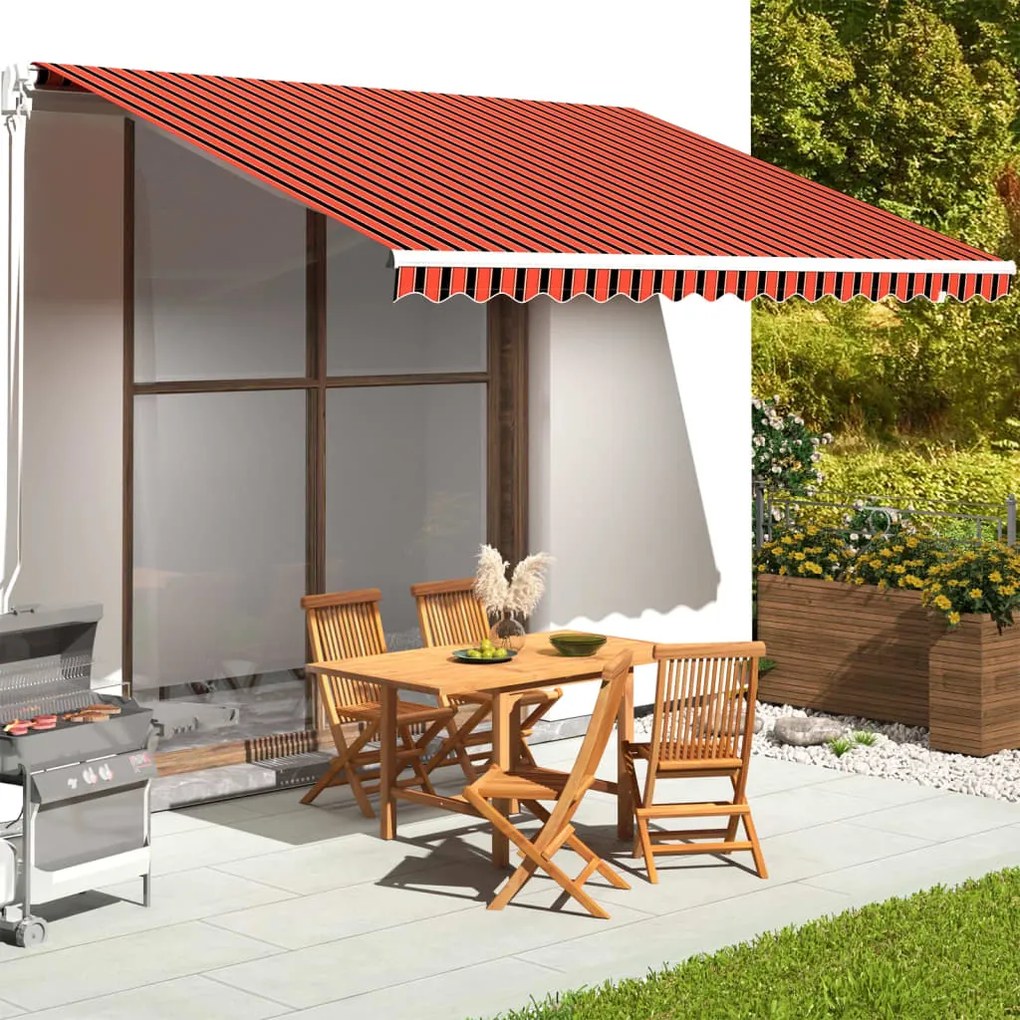 vidaXL Pânză de rezervă copertină, portocaliu și maro, 4,5x3,5 m