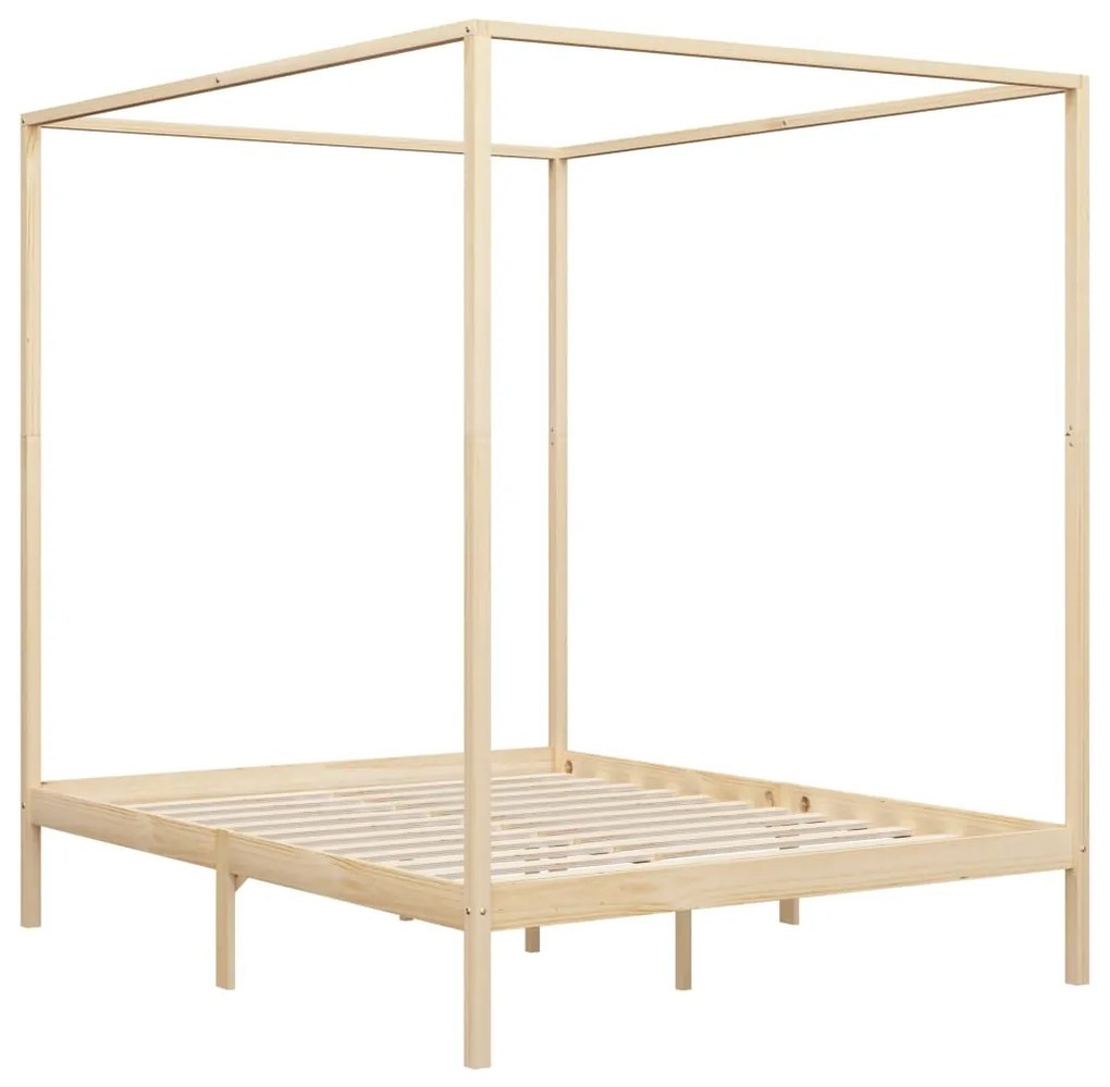 283255 vidaXL Cadru pat cu baldachin,180 x 200 cm, lemn masiv de pin