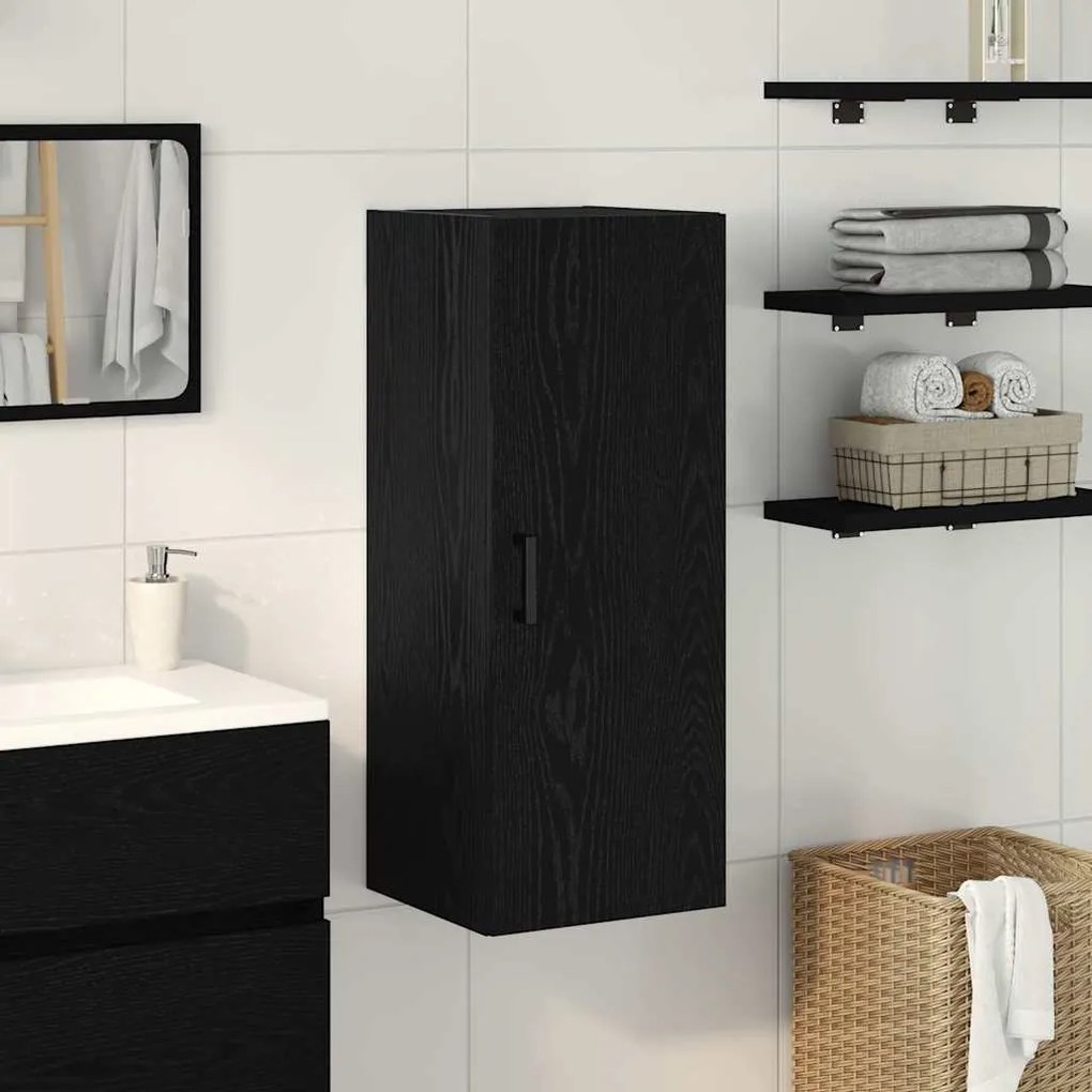 vidaXL Dulap de perete, stejar negru, 34,5x34x90 cm, lemn stratificat