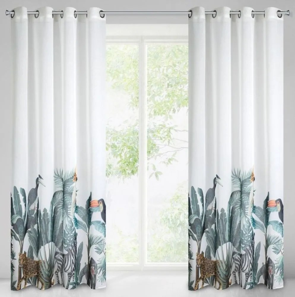 Perdele albe cu motiv animal 140 x 250 cm