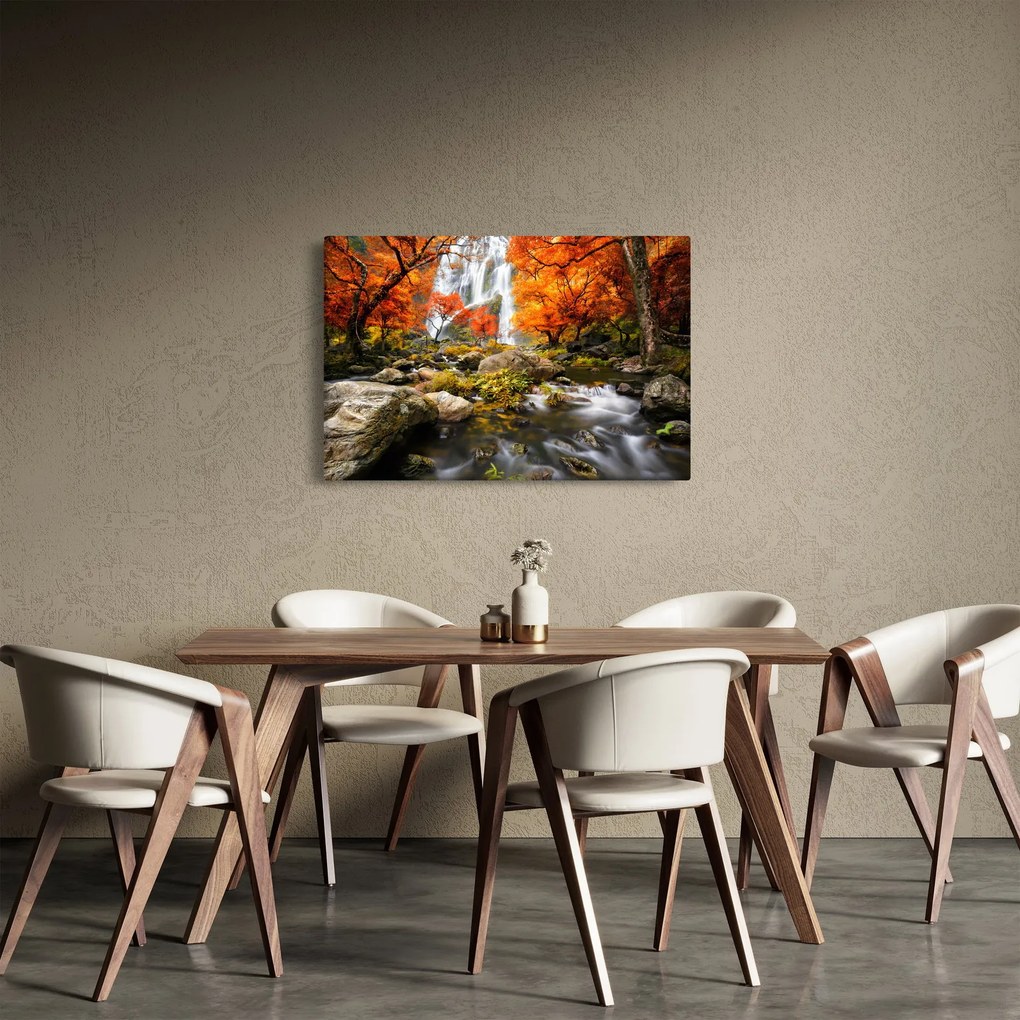 Tablou - Cascade în pădurea portocalie (90x60 cm)