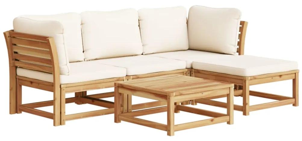 3214286 vidaXL Set mobilier de grădină cu perne, 5 buc., lemn masiv acacia