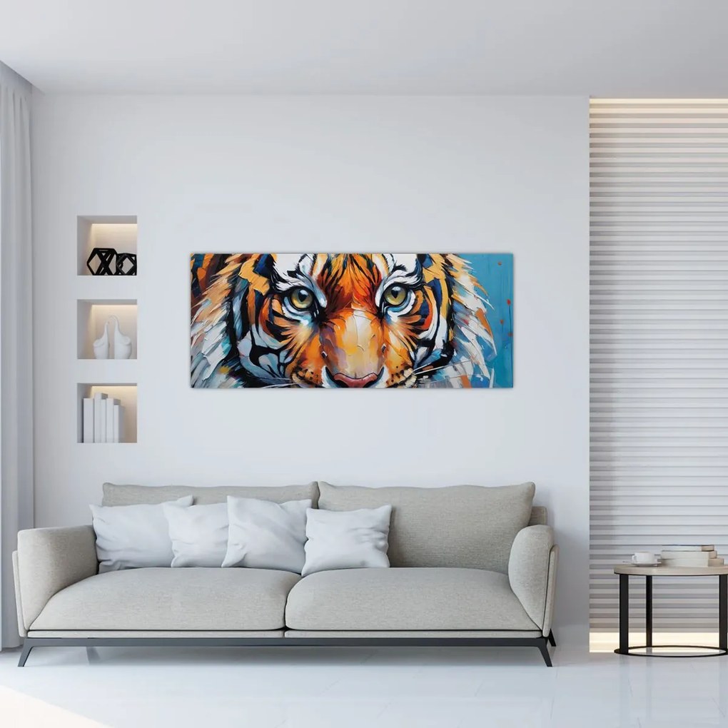 Tablou - Vedere a unui tigru, pictură (120x50 cm)