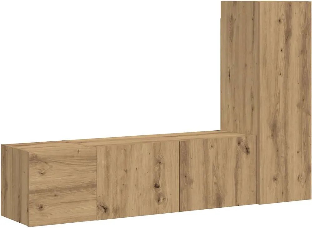 vidaXL Dulapuri TV montate pe perete 3 buc. stejar artizanal lemn