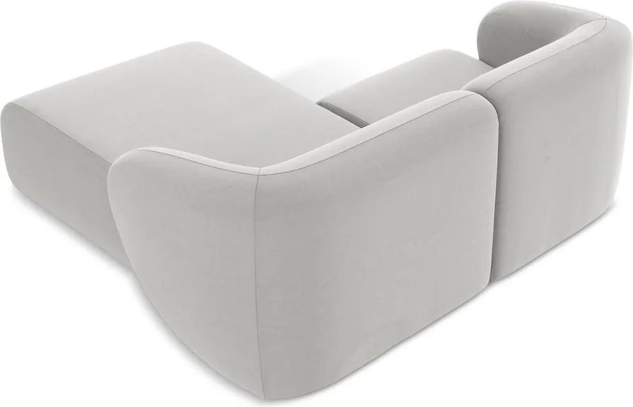 Colțar gri deschis cu tapițerie din catifea (cu colț pe partea dreaptă/cu șezlong) Lani – Makamii