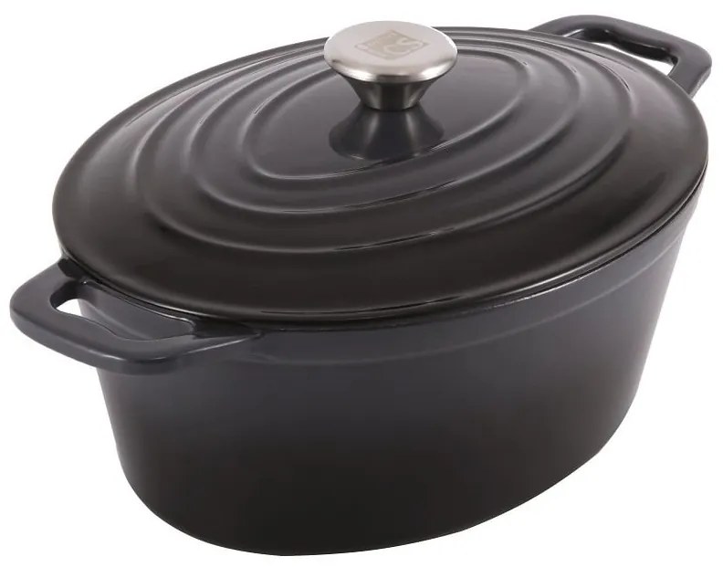 RESIGILAT - Oală din fontă emailată cu capac, 7.7L – Carl Schmidt Sohn 075262, gri, tip roaster, 36x27.8 cm, cuptor + inducție