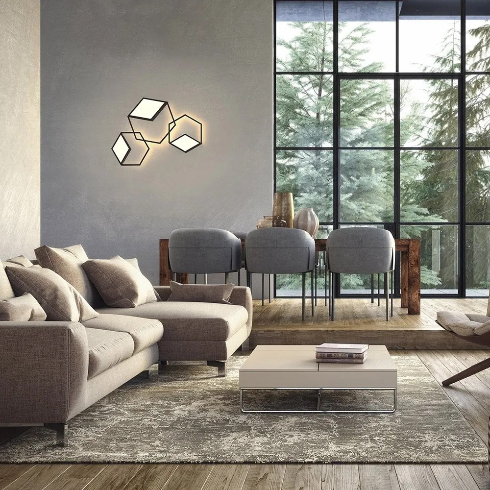 Aplica LED dimabila de perete/tavan KUBICK 18+30W neagra