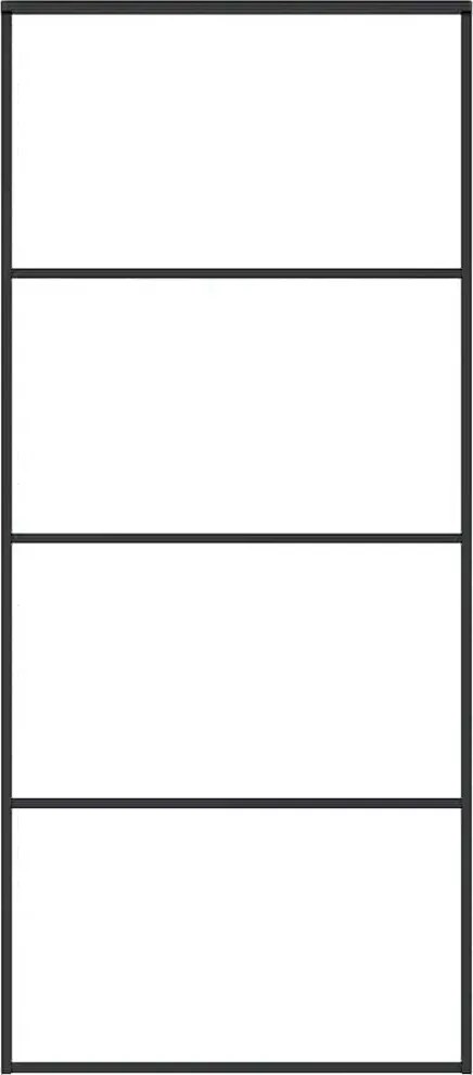 vidaXL Ușă glisantă, negru, 90x205 cm, sticlă ESG mată și aluminiu