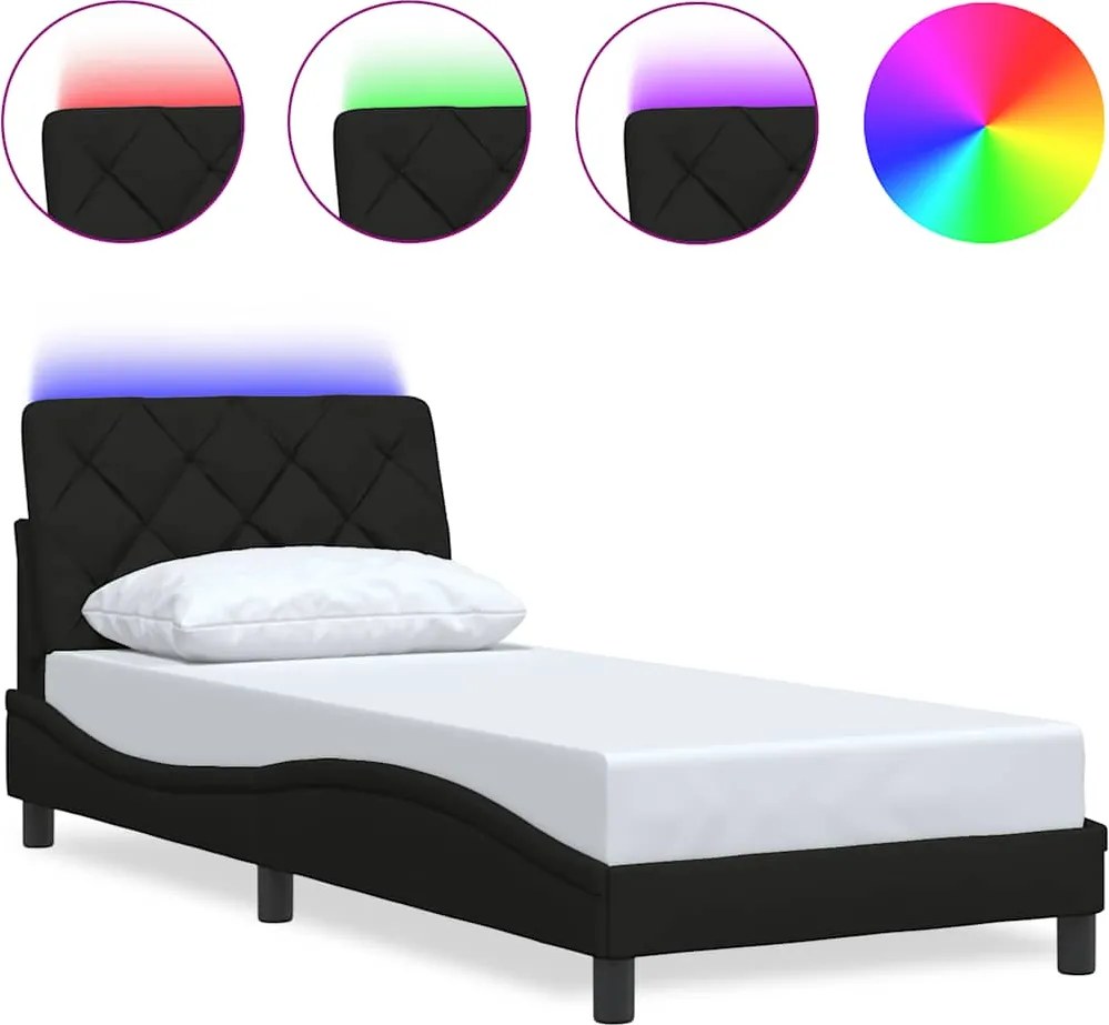 vidaXL Cadru de pat cu LED fără saltea țesătură neagră 80x200 cm
