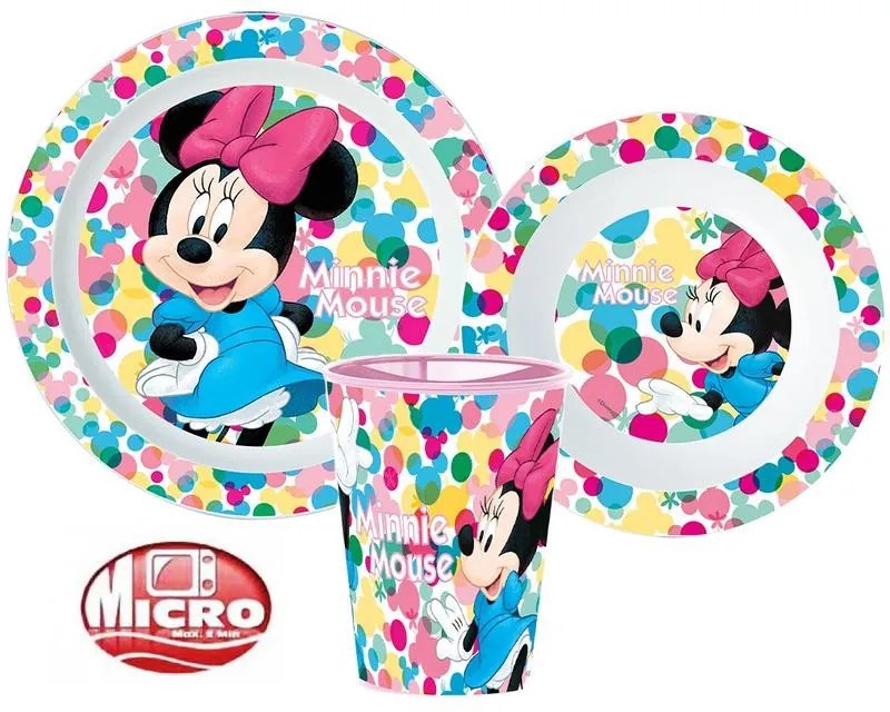 Disney Minnie set de masă, set din plastic micro, pahar de 260 ml