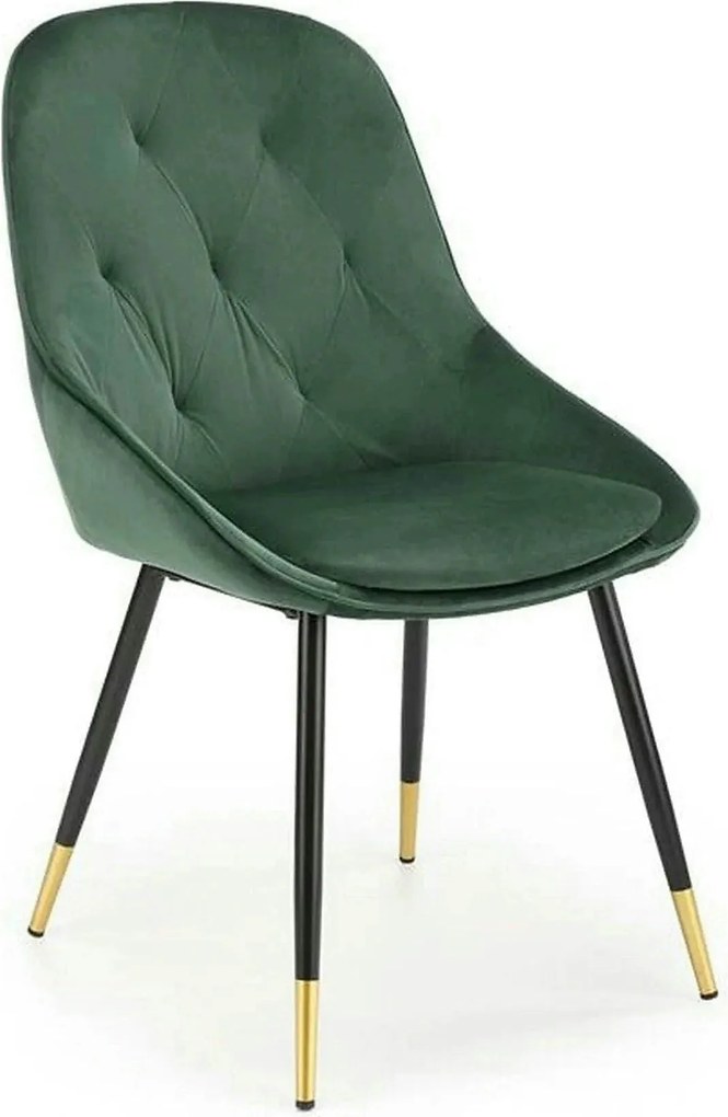 Scaun K437, verde inchis/negru, stofa catifelata/metal, 49x55x88 cm