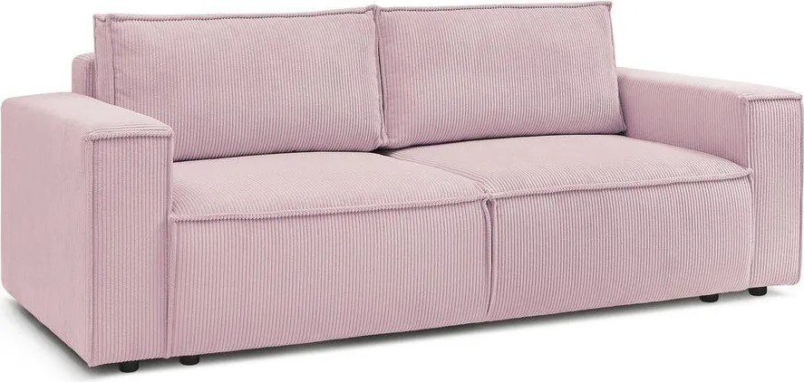 Canapea roz-deschis extensibilă cu tapițerie din catifea reiată 245 cm Nihad – Bobochic Paris
