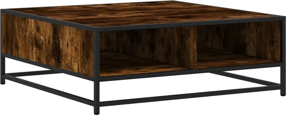 vidaXL Măsuță de cafea stejar fumuriu 80x80x30 cm lemn prelucrat/metal