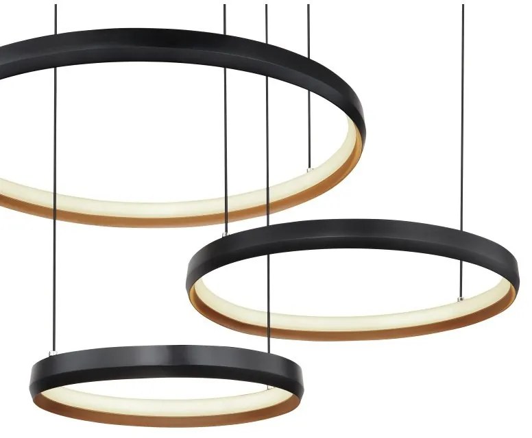 Lustra LED suspendata cu telecomanda design modern Halli negru, auriu