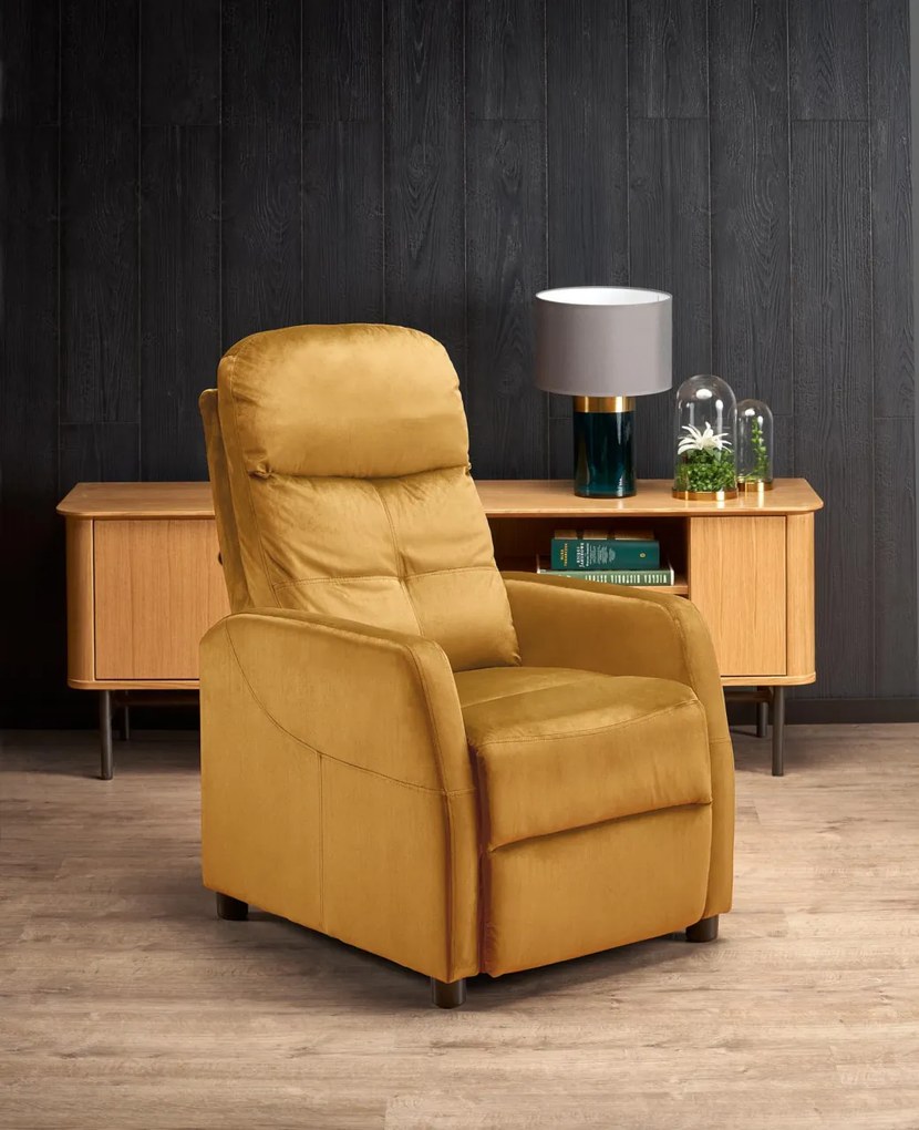 Fotoliu recliner Felipe 2 velvet mustariu H103 cm