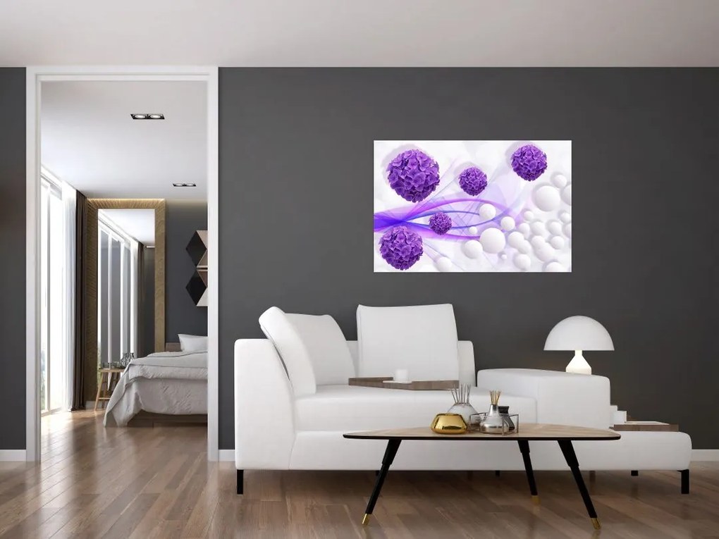 Obraz - Bilă, bile mici, flori (90x60 cm)