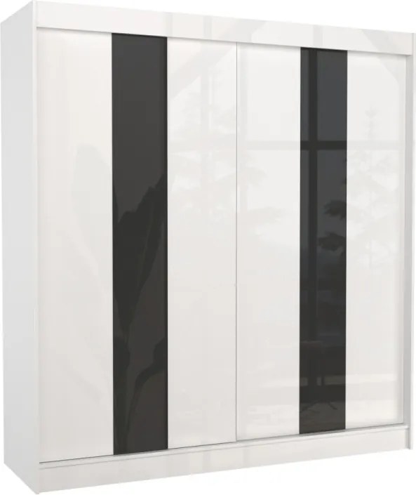 Dulap cu usi glisante 200x215 cm, Karen, ADRK Furniture (Culoare: Sonoma / Negru Lacobel)