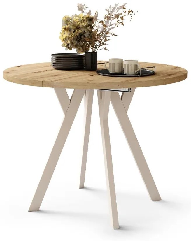 Masă de dining extensibilă ARTUR, stejar artisan/bej