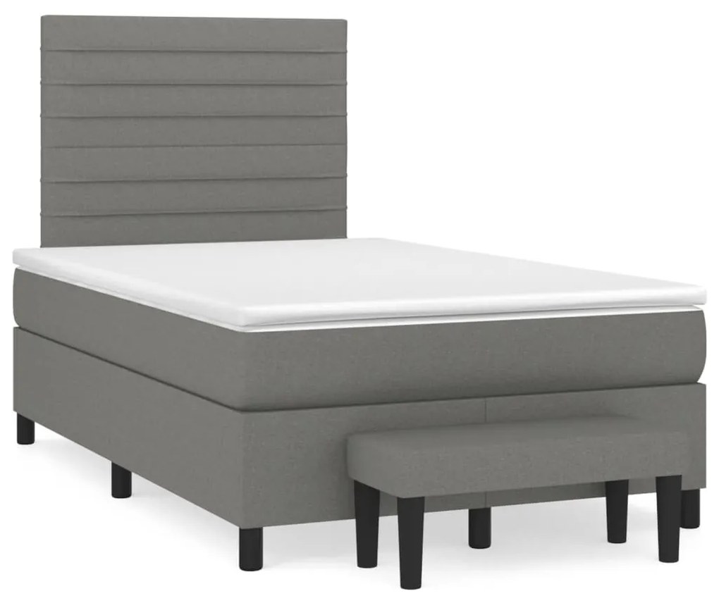 vidaXL Pat box spring cu saltea, gri închis, 120x190 cm, textil