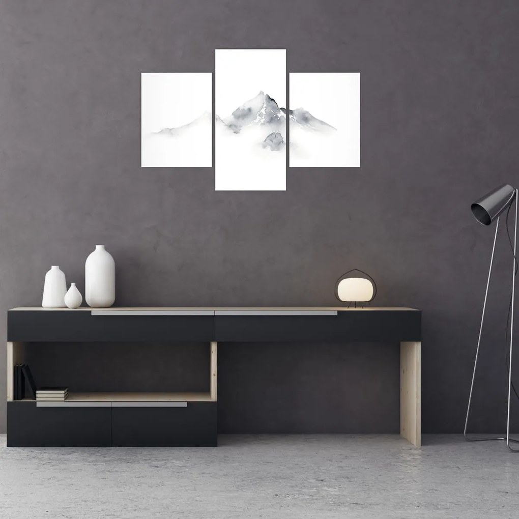 Tablou - Pictură cu cerneală de munți (90x60 cm)