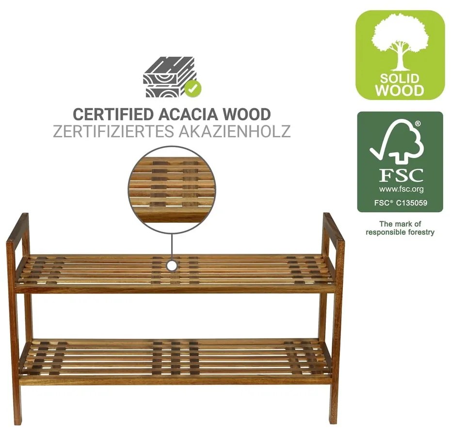 Pantofar în culoare naturală din lemn de acacia 69x40,5x27 cm Fondi – Wenko