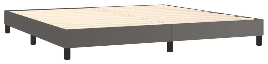 Pat box spring cu saltea, gri, 200x200 cm, piele ecologica