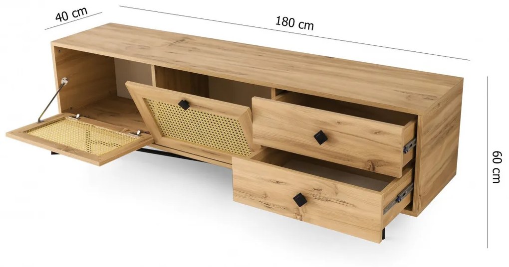 Comoda TV Hapsiyas180 Oak-Negru