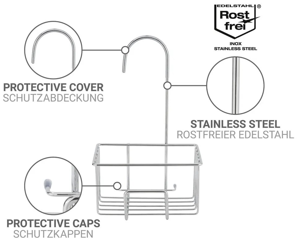 Raft pentru baie argintiu lucios de agățat din oțel inoxidabil Milito – Wenko