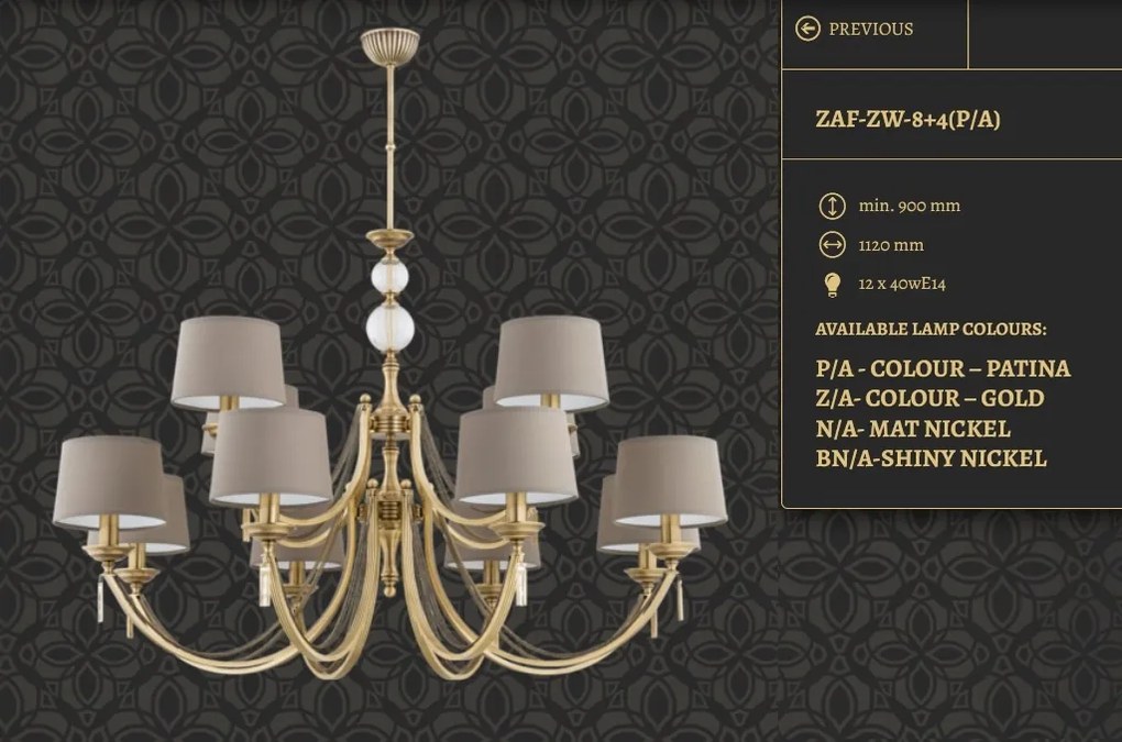 Candelabru 12 brate elegant design clasic Zaffiro